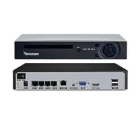 Xenocam Enregistreur vidéo réseau de sécurité 4 canaux PoE NVR 5 MP H.265 prend en charge jusqu'à 4 caméras IP 5 MP/4 MP/3 MP 1080p, détection de mouvement, alertes par e-mail, sauvegarde USB, sortie