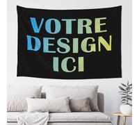 Xenorith Tapisserie Personnalisée avec Photo Texte Personnalisable LOGO Tenture Murale POST Toile de Fond Décor à la Maison Anniversaire Mariage Cadeau de Remise des Diplômes 152cmx102cm