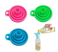 XENQITO 3 Pièces Entonnoirs de Cuisine, Mini Entonnoir, Entonnoir Pliable en Silicone Entonnoir Pliable Entonnoir Télescopique Portable pour Transfert Liquides et Poudres(Multicolore)