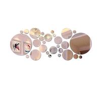 XENQITO 32 Pièces Miroir Stickers Muraux, Ronds 3D Acrylique Adhésif Autocollant Mural, Miroir Adhesif Mural, Auto-adhésifs DIY Détachable Décoration pour Salle De Bain Salon Chambre-Or Rose