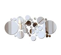 XENQITO 32 Pièces Miroir Stickers Muraux, Ronds 3D Acrylique Adhésif Autocollant Mural, Miroir Adhesif Mural, Auto-adhésifs DIY Détachable Décoration pour Salle De Bain Salon Chambre-or rose
