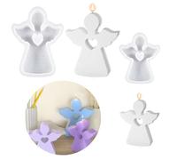 XEPWOLU 2 Pcs Moule Silicone, 3D Moule Bougie en Forme de Ange,Moules de Cuisson Réutilisable, Moule Silicone Bricolage pour Savon Cire Cadeaux Fête Maison Decor, 11,1x1,1cm+8,8x8cm (Ange)