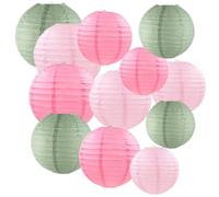 XETHI 12 Pièces 4/6/8/10 Pouces Vert Sauge Lanterne Chinoise Mélange de 3 Couleurs | Lampions Pliables et Portables pour Intérieur et Extérieur | Mariage Decoration pour Toutes Les Occasions Festives