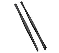 XETHI Lot de 2 Pinces de Cuisine en Acier Inoxydable | Pince à Dresser 25cm | Pinces de Chef Antidérapantes à Pointes Dentelées | Pour Cuisine, Grillades et Dressage (Noir)