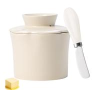Xevinas Beurrier en céramique - Beurrier français - Refroidisseur de beurre avec refroidissement à eau pour beurre frais à tartiner (vert) (B)