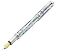 Xezo Maestro Jubilee Stylo Plume, plume fine (trait 0.35mm). Nacre blanche océanique, ormeau de Pāua. Limité à 223 pièces. Fait à la main, chaque pièce est unique