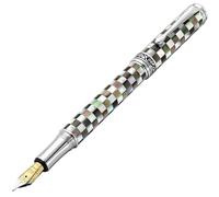 Xezo Maestro Jubilee stylo plume, pointe moyenne. Nacre blanche et noire à damiers. Édition limitée de 223 exemplaires. Fabriquée à la main, chaque stylo est unique
