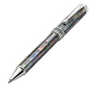 Xezo Maestro stylo à bille à mécanisme tournant, pointe moyenne. Nacre noire avec placage de platine. Fabriqué à la main, édition limitée, numéroté