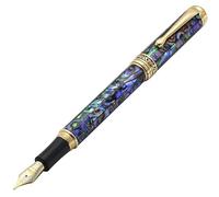 Xezo Stylo Plume Maestro, plume extra-fine (trait de 0.3mm), série Cadeau d'écriture Paua Abalone plaqué or 18K, fait main, sérialisé. Chaque stylo est unique