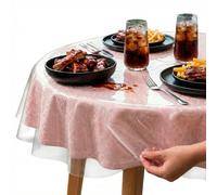 XFasten Round Plastic Table Cloth Cover 70 inches 0.3mm Thick Waterproof Clear Plastic Tablecloth Protector, Non-Yellowing Plastic Table Cloths for Round Tables and Dining Room