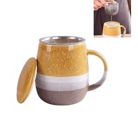 Xfeyaqlo Tasse a The avec Infuseur et Couvercle, Tisaniere 400ml Mug, Tasse Thé Ceramique Tasses a Cafe, Convient à un Usage Quotidien (Jaune)
