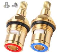 XFLYP 2 Pièces Cartouche de Rechange 1/2" pour Robinet en Céramique 20 Crans Universelles de Rechange pour Robinet en Laiton avec Vis Rechange Pour Cusine, Salle de Bain (Chaud et Froid)