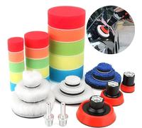 XFLYP Lot de 29 embouts de polissage pour visseuse sans fil, éponge de polissage pour voiture avec 2 adaptateurs de perçage M14, tampons de polissage pour polissage, meulage, cirage
