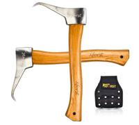 Xforst Set 2 Sapies Compactes Hickory 38 cm Bûcheron - 2× Sappie Forestier Manche en Bois Hickory avec Un Porte-Marteau Ceinture, Crochets Acier Carbone Forgé pour Bûches, Troncs & Bois de Chauffage