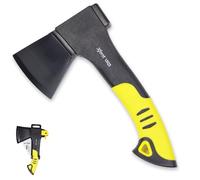 Xforst UX23 Hachette de Camping 23 cm - Petite Hache Bushcraft & Outdoor - Tête en Acier Carbone - Manche en Fibre de Verre - Hache de Survie avec Étui de Transport
