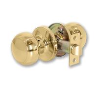 XFORT Bello - Poignée de Porte Laiton Poli - Béquille Double pour Porte intérieure en Bois - Kit Complet avec Pêne Tubulaire