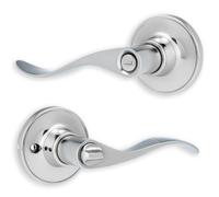 XFORT Cabriole - Poignée à Condamnation pour Porte de Salle de Bain Intérieure en Bois - Kit Complet avec Boutons de Poignée en Chrome Poli et Serrure Tubulaire
