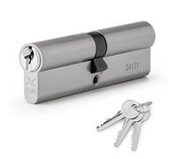 XFORT : Serrure à cylindre européen 45/50 chromé (95mm), serrure à barillet européen pour porte avec 3 clés, serrure de porte anti-choc, anti-perçage et anti-crochetage avec clé.
