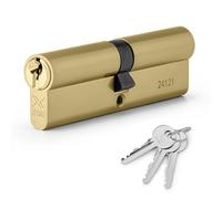 XFORT : Serrure à cylindre européen 45/50 laiton (95mm), serrure à barillet européen pour porte avec 3 clés, serrure de porte anti-choc, anti-perçage et anti-crochetage avec clé.