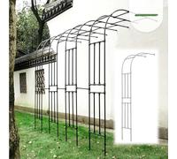 XFQZJG Arche de Jardin avec Plante Demi-Arche en métal Noir Mur de Jardin extérieur Treillis Arche de Roses grimpantes Support de Vignes Blanc Facile à Assembler