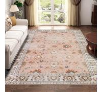 Xfrog Tapis Vintage Lavable en Machine pour Salon, Tapis Traditionnel antidérapant pour Bureau, Cuisine, Salle à Manger, Rose pâle, 120 x 170 cm
