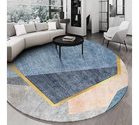 XFSHKJS Tapis Rond Bleu Gris Contemporain ROUNT 200cm 300cm Grand Tapis pour Salon Chambre à Coucher Circulaire Tapis de Plancher (Size : Diamètre 200cm)
