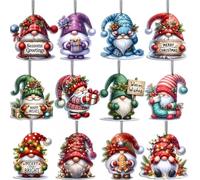 XFSRG 36 Pièces Decoration Sapin Noel en Bois GNOME de Noel Decoration Interieur Maison Bois Pendentif Arbre de Noël Festival Artisanat (Set 4)