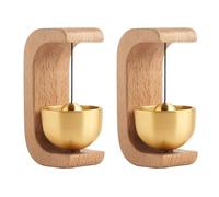 XFSRG Sonnettes de Porte Magnétiques en Bois 2 Pièces avec Cloche en Laiton Anneau Croustillant et Doux Sonnette Commerçant Ouverture Porte Forme de C pour Café Maison Restaurant Jardin