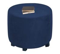 XGANGM Velours Housse de Pouf Extensible Petite Rond Diamètre 30/33/37/40/45/50/ 55CM Housse de Pouf Tabouret Ottomane Rond Housse de Repose-Pieds Pouf Fond élastique Lavable,Navy Blue,W30XH20CM