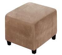 XGANGM Velours Housse de Pouf Ottomane Carrée 40x40/45x45/50x50CM Extensible Housse de Pouf Carré S/M/L/XL Housse de Protection pour Repose-Pieds Housse Tabouret de Rangement,Camel,1Xlarge