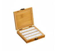Xgdsnly Boîte Aquarelle Couvercle Articulé Coffre Bois Fermoir Ouverture Plate Caisse Bois Naturel, Boîte En Bois De Bambou Avec 24 Compartiments Blancs