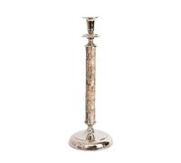Xgdsnly Bougeoir avec Incrustation Nacre Vintage Porte-Bougie avec Coupelle Rétro Bougeoirs pour Salon, Argent Nacré, Grand