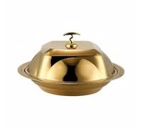 Xgdsnly Cloche Alimentaire Inoxydable Couvercle Rond Dôme de Service Plateau à Cloche Acier Inox à l'Aspect Poli Rehausse l'Esthétique de Table Tout en, Doré, 36cm