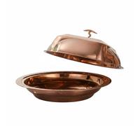 Xgdsnly Cloche Alimentaire Inoxydable Couvercle Rond Dôme de Service Plateau à Cloche Acier Inox à l'Aspect Poli Rehausse l'Esthétique de Table Tout en, Or Rose, 36cm