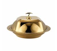 Xgdsnly Cloche Alimentaire Inoxydable Couvercle Rond Dôme de Service Plateau à Cloche Acier Inox à l'Aspect Poli Rehausse l'Esthétique de Table Tout en, Doré, 48cm