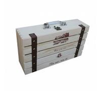 Xgdsnly Coffret Vin Boîte Vin Coffret Bouteille Étui Bouteille en Pin Naturel avec Poignée Réutilisable pour Stockage et, Boîte À Vin Double En Pin Avec Ceinture En Cuir Et Rayures Droites