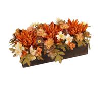 Xgdsnly Composition Chrysanthèmes Artificiels d'automne Fleurs Artificielles en Jardinière en Bois Décoratif Bouquet Artificiel pour Étagère
