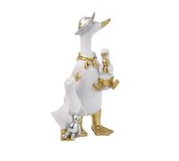 Xgdsnly Figurine Canard en Résine Doré Statue Canard en Résine Chic Décoration pour Collectionneurs, Père Canard Et Canetons Regardant Au Loin