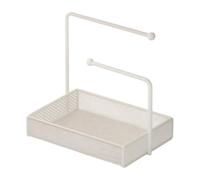 Xgdsnly Organisateur avec Plateau En Métal Porte- avec Barres Accrochage Pratique Présentoir pour Chambre, Blanc, Minimaliste
