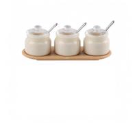 Xgdsnly Pots à Condiments avec Plateau Morne Pot à Épices avec Plateau Polyvalent Récipient pour Collectionneurs, Nouveau Pot À Épices, Blanc Vintage