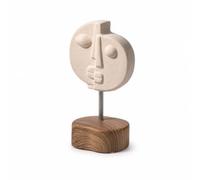 Xgdsnly Sculpture Visage Géométrique Statuette Abstraite Nordique Statue en Résine avec Socle pour Collectionneurs, Bureau, Étagère