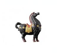 Xgdsnly Statuette Cheval en Céramique Figurine Cheval Statue Animal Sculpture Décor Finition Émaillée et Accents Dorés pour Affaires Florissantes Adaptée aux, Rouge, Tête en Bas