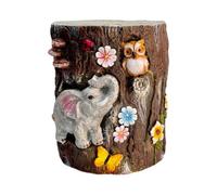 Xgdsnly Tabouret en Forme Tronc Compact Tabouret avec Texture D'cortex Facile à Nettoyer Siège Décoratif pour Jardin, Tronc D Arbre avec Éléphant, Hibou, Coccinelle Et Fleurs