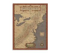 XGINERFEX AT Hiking Trail Map Poster Appalachian Mountains Wall-Art Print for Adventure Room Decor(Unframed,12x18inch(30x45cm))