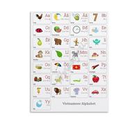 XGINERFEX Educational Alphabet Poster Vietnamese Script Letters Language Chart Wall-Art Vintage Home Decor for Classroom Library Office Wall(Framed,12x18inch(30x45cm))