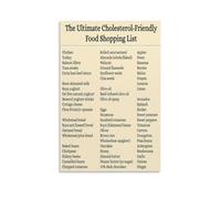 XGINERFEX Healthy Heart Food List Chart to Lower Cholesterol Reduce LDL with Oatmeal Nuts Fish Olive Oil Guide for Kitchen Home Diet Planning(Framed,16x24inch(40x60cm))