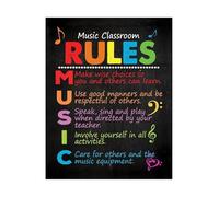 XGINERFEX Music Class Decor Rules Poster with Behavior Expectations Educational Wall Chart for Teachers Inspired by the MUSIC Acronym Concept(Framed,08x12inch(20x30cm))