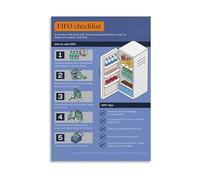 XGINERFEX Reduce Food Waste Guide Poster FIFO First In First Out Food Storage Checklist Kitchen Inventory Management Canvas Wall-Art Home Decor(Framed,12x18inch(30x45cm))