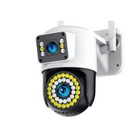 XGUELNT Caméra WiFi extérieure à Triple Objectif 8MP 6K | Caméra IP zoom 10X avec double écran, détection humaine et surveillance intelligente(AU Plug,4K Cam Add 64G Card)