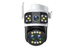 XGUELNT Caméra WiFi extérieure à Triple Objectif 8MP 6K | Caméra IP zoom 10X avec double écran, détection humaine et surveillance intelligente(Eu plug,6K Cam Add 128G Card)